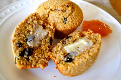 oat bran muffin close