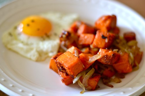 sweet potato hash close