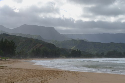 A view of Halanlei Bay on a stormy day.